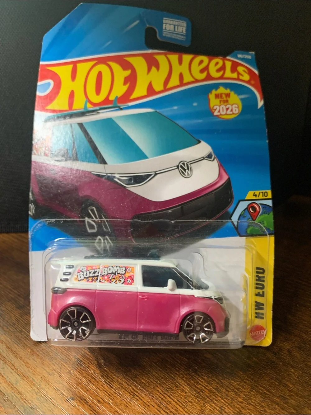 Hot Wheels VW Euro Toy Van in Pink and White - Buzzbomb Graphics